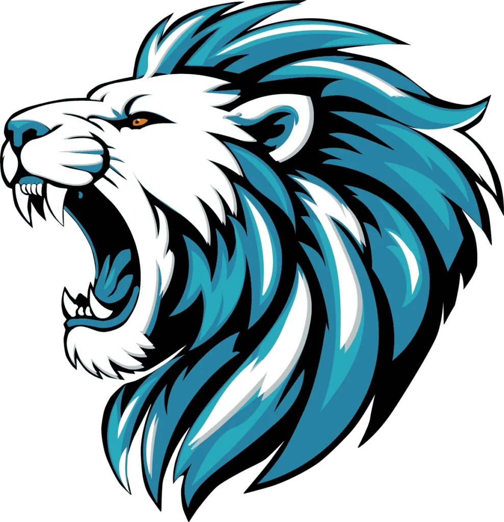 The Legacy Sales Engineering lion, a roaring lion head in teal and white
