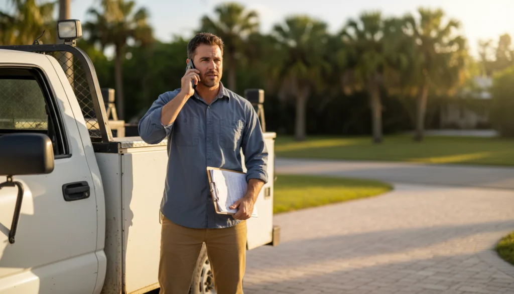 contractor answering phone showing lead engagement strategy in action