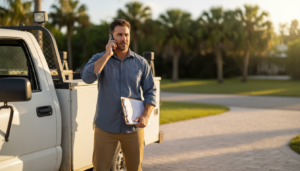 contractor answering phone showing lead engagement strategy in action