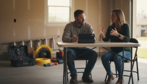 contractor receiving one on one sales coaching during a live estimate role-play