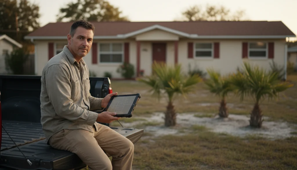 before and after comparison of a google map pack ranking for a Florida home service business