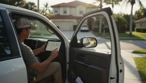 contractor checking Google Business Profile ranking on a tablet in a truck