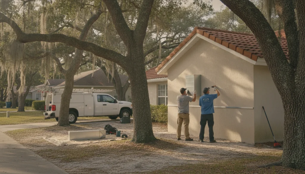 contractor crew working on a home service job in Ocala Florida