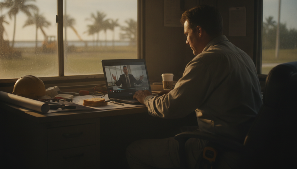 contractor on a laptop during a one on one sales coaching san diego video call reviewing a recorded sales pitch