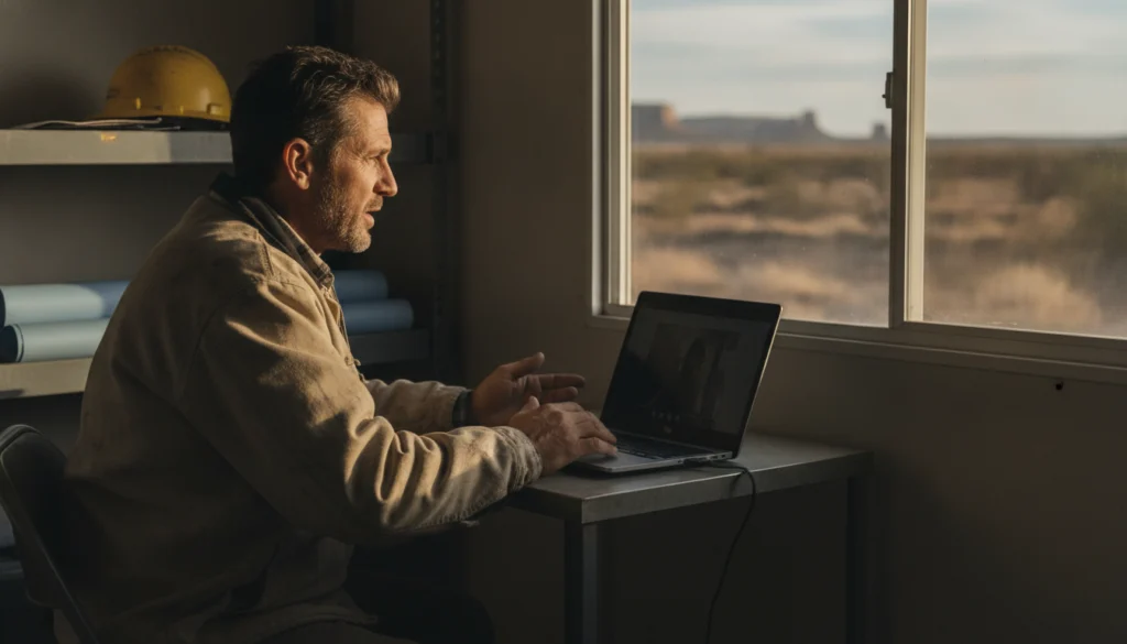 contractor on a video call for virtual sales coaching