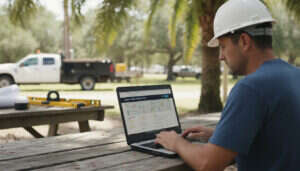 contractor reviewing map pack hero review ippei.com results on laptop