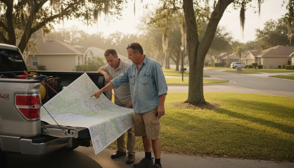Florida contractor updating service area cities for map pack ranking waynesville nc style comparison across regions