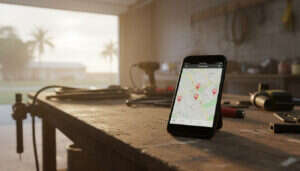 Google map pack seo results shown on a smartphone for a local contractor search