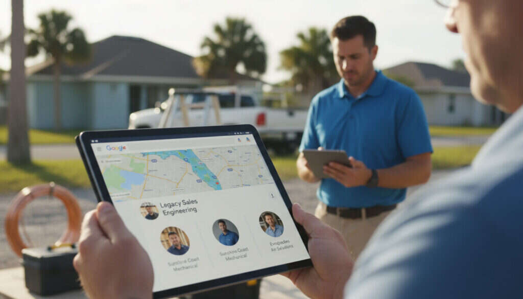 google pack page showing three local Florida contractors on Google Maps search results