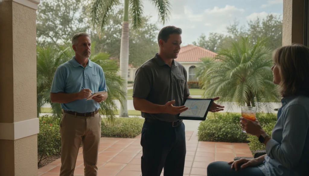 one-on-one contractor sales training coach conducting a ride-along estimate
